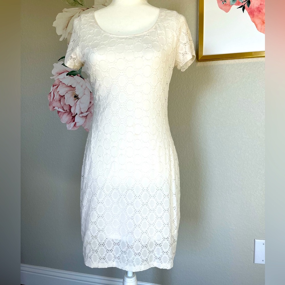 White Lace Mini Sheath Dress